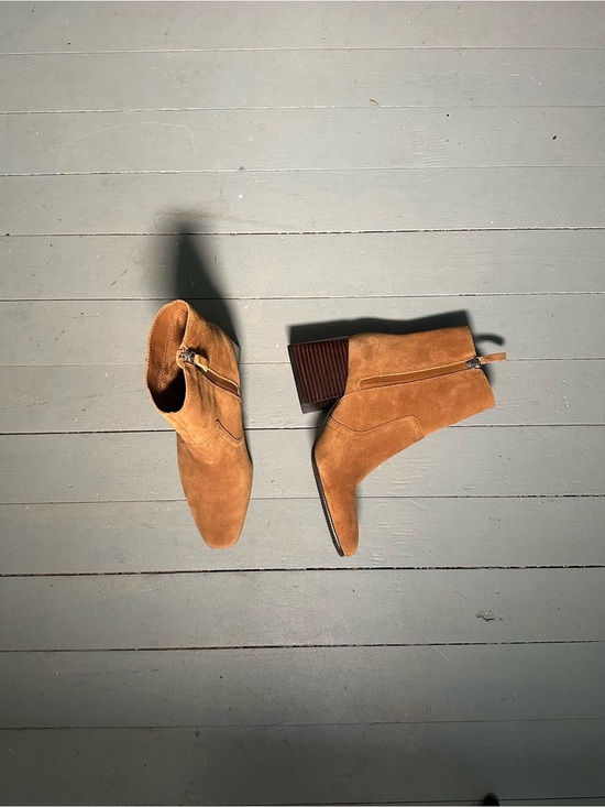 Blondo Shoes - Blondo Tan Suede Ankle Booties with Block Heel Waterproof Leather